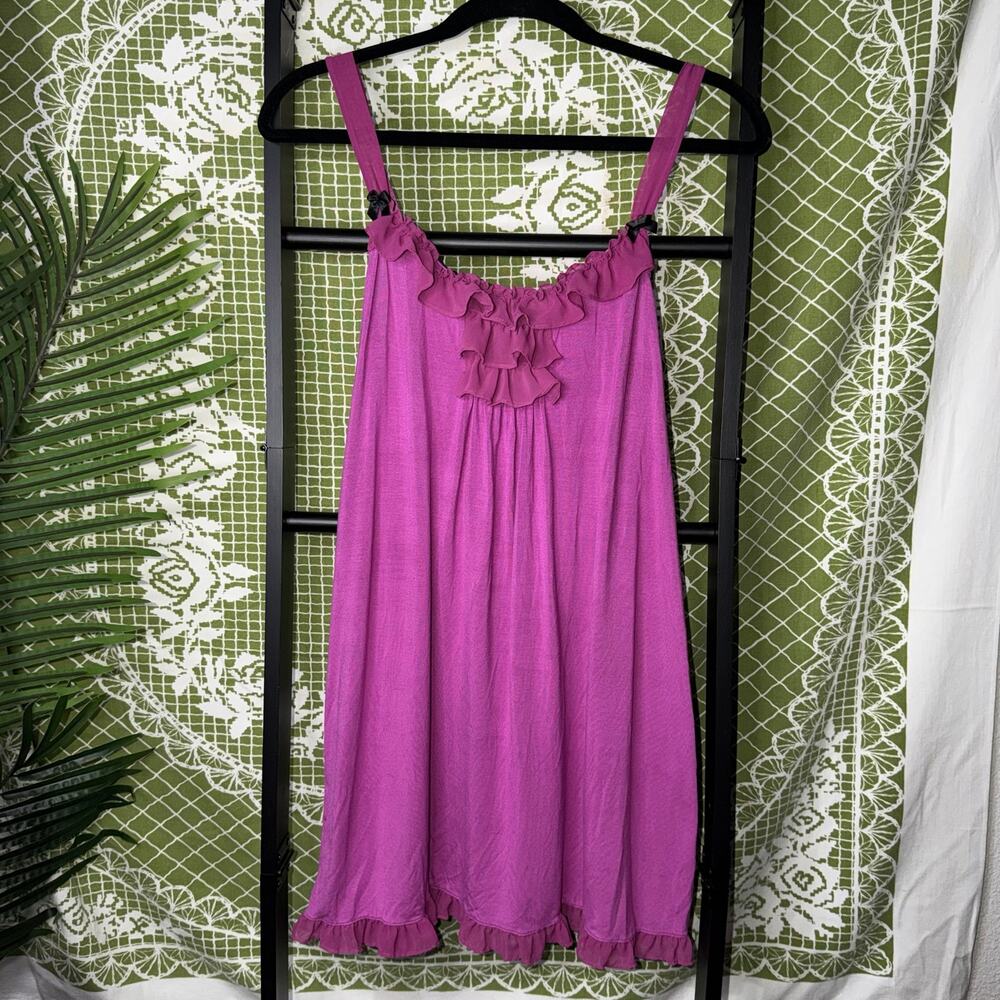 Betsey Johnson Intimates Magenta Ruffle Babydoll Chemise Nightgown Y2K Coquette